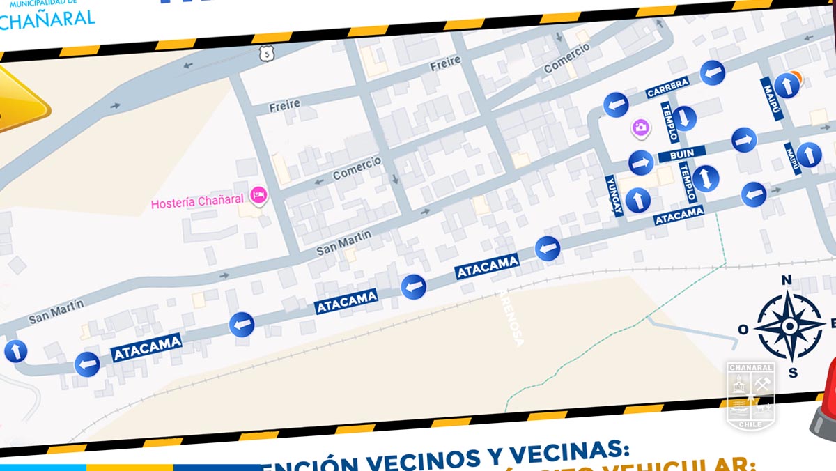 El cambio afectara principalmente a las calles Templo, Maipú y Atacama.